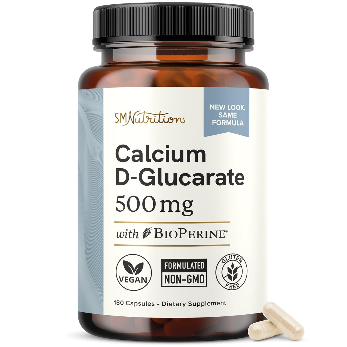 Flacon de Calcium D-Glucarate 500mg SMNutrition vue de face