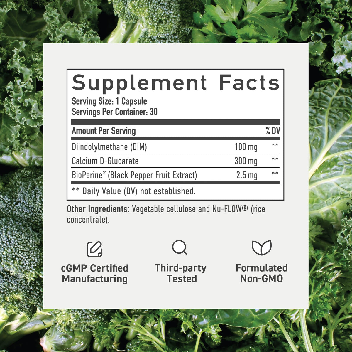 Flacon de Calcium D-Glucarate SMNutrition sur fond blanc