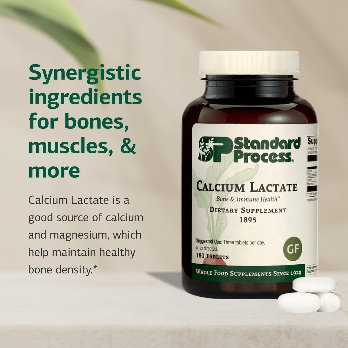 Flacon de Calcium Lactate Standard Process avec étiquette