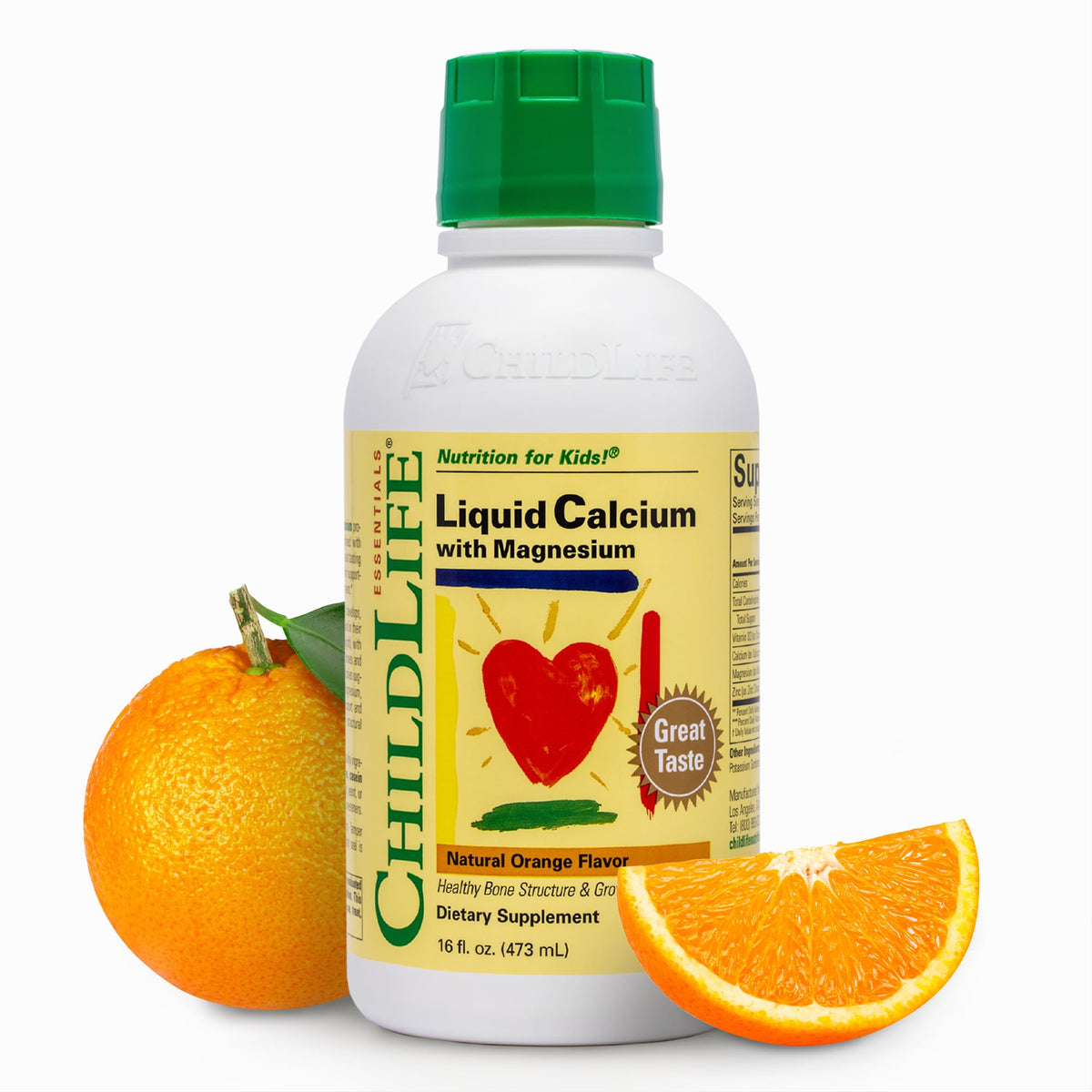 Flacon de calcium liquide pour enfants CHILDLIFE ESSENTIALS 473 ml avec étiquette