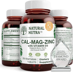 Flacon de Calcium Magnésium Zinc Natural Nutra 250 tablettes