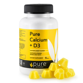 Flacon de Calcium Végétal avec Vitamine D3, 60 gummies, vue de face