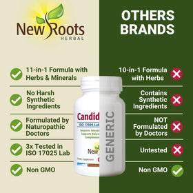 Flacon de Candida Stop sur un fond naturel