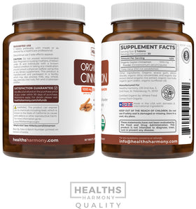 Flacon de cannelle de Ceylan Healths Harmony avec des ingrédients bio