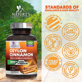 Flacon de cannelle de Ceylan Nature's Nutrition avec étiquette