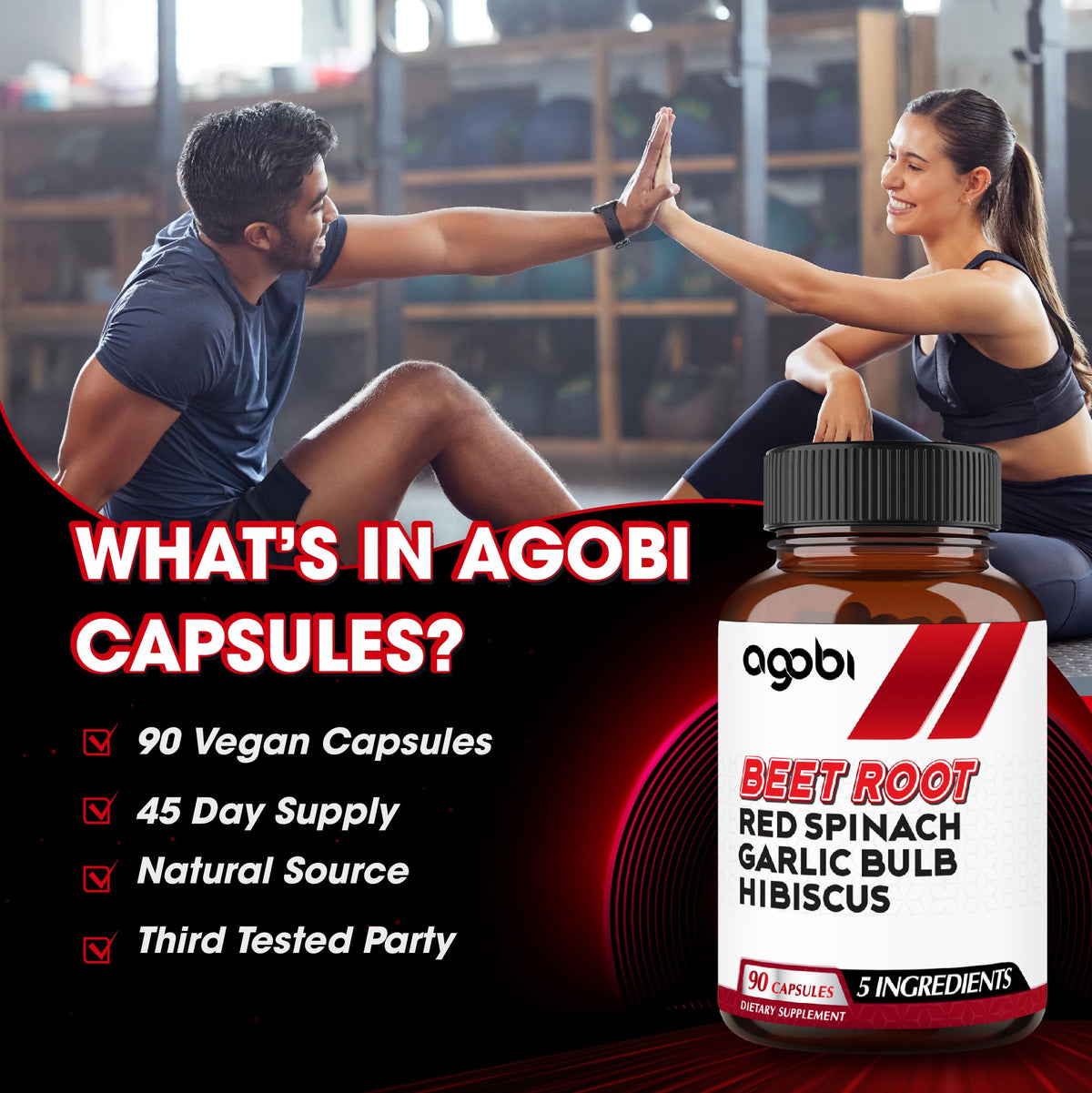 Flacon de capsules agobi 5en1 avec étiquette visible