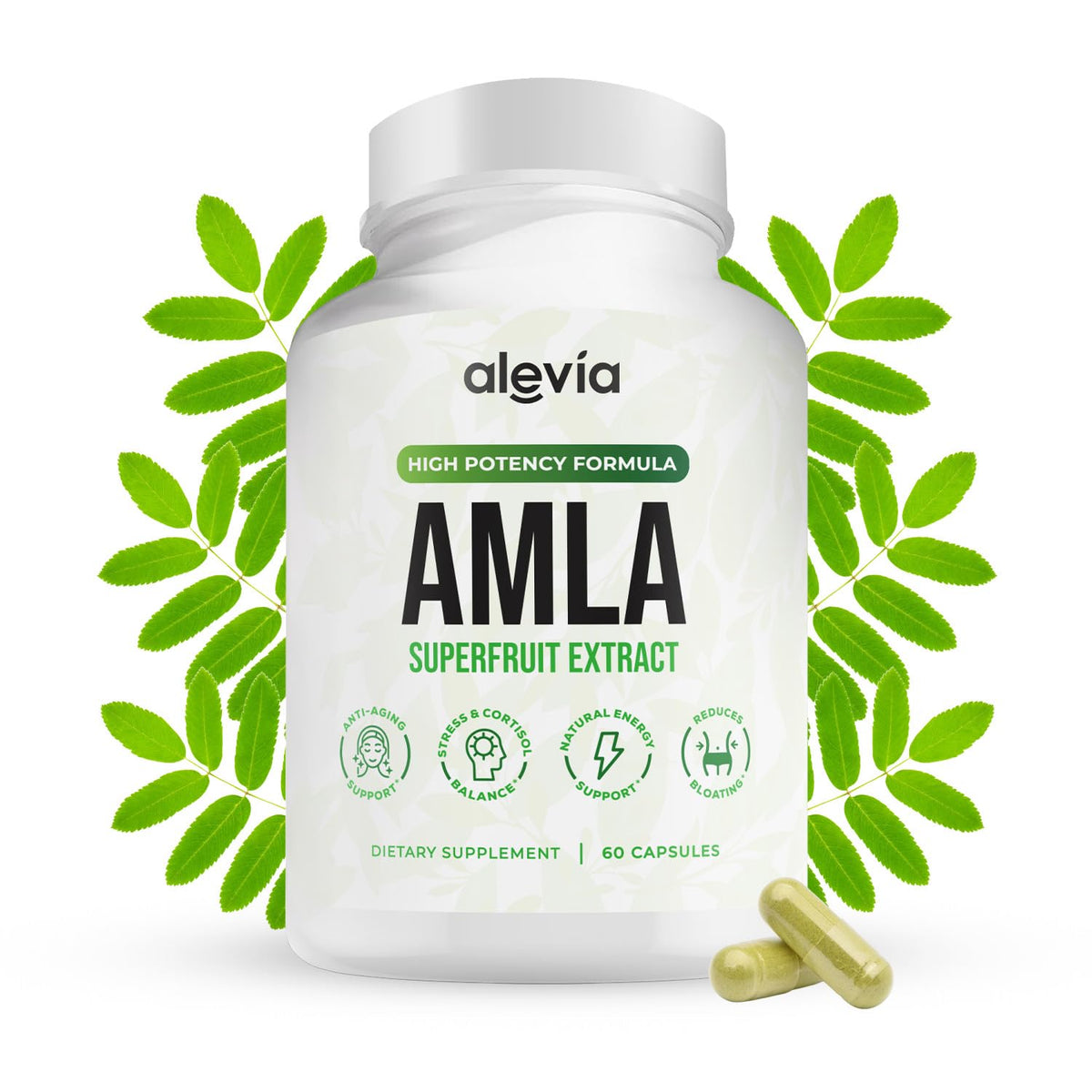 Flacon de capsules Alevia Amla Bio 1000mg vue de face