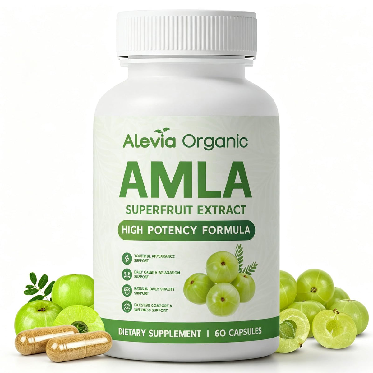 Flacon de capsules Alevia Organic Amla Bio 60 capsules vegan