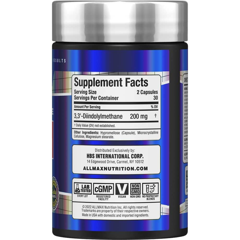Flacon de capsules ALLMAX DIM 100 mg avec étiquette