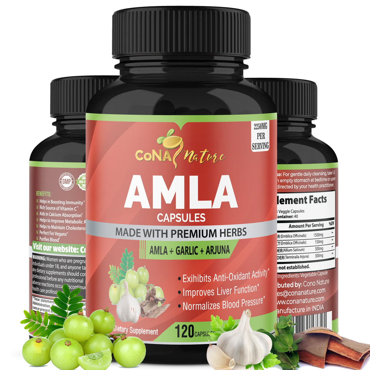 Flacon de capsules Amla Bio Cona Nature 120 unités