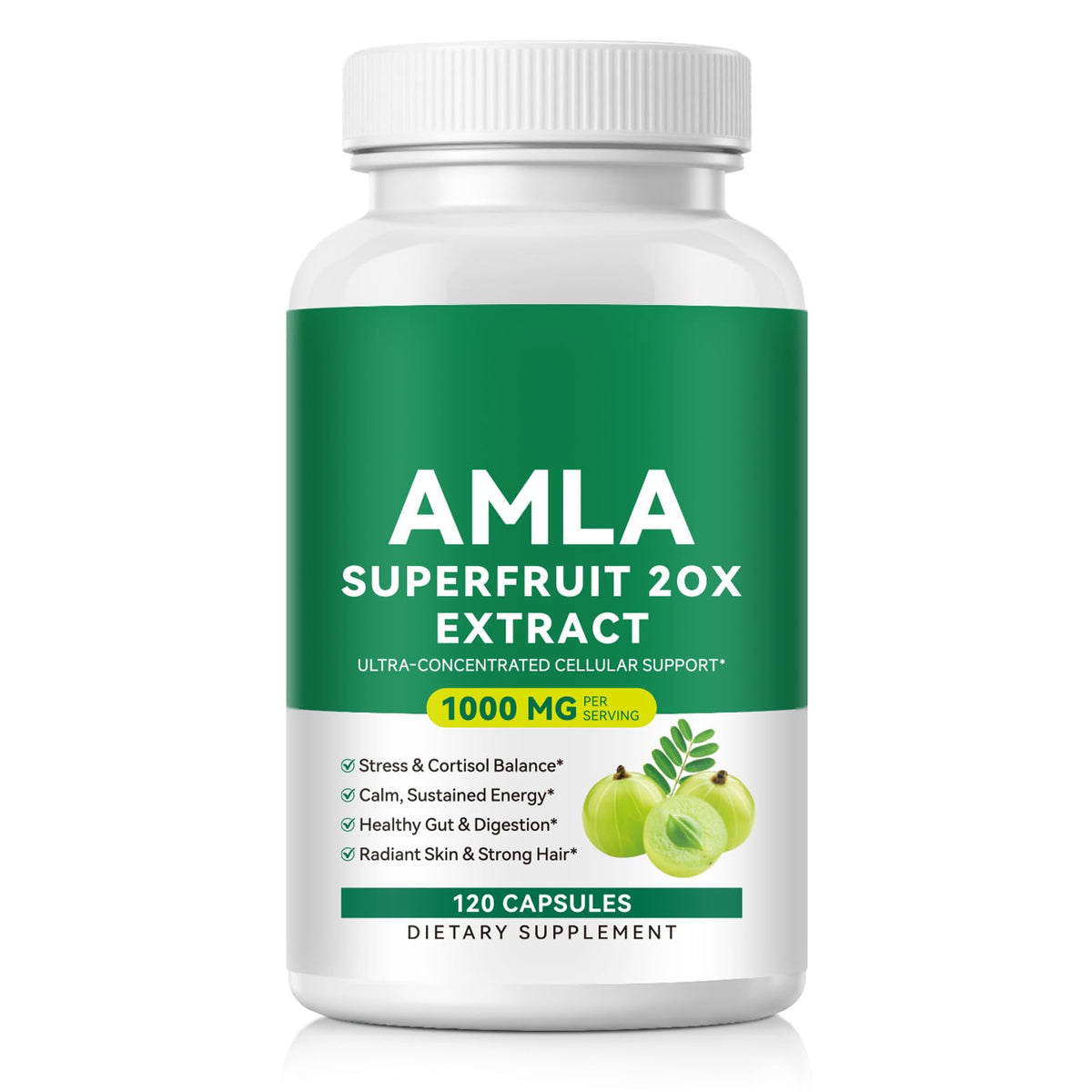 Flacon de capsules Amla UXENPHXF 20:1 extrait, vue de face