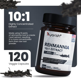 Flacon de capsules Ayorish de Rehmannia 1000mg avec étiquette
