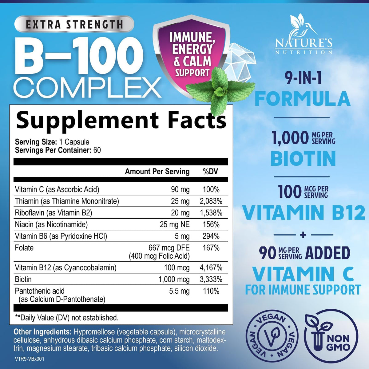 Flacon de capsules B Complex Nature's Nutrition