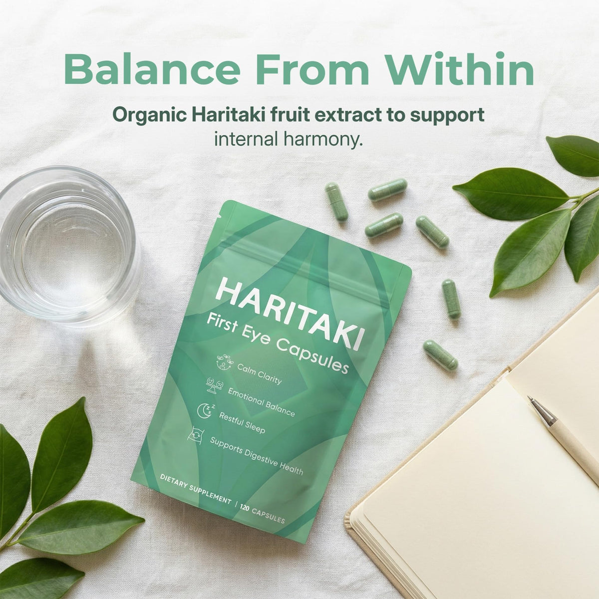 Flacon de capsules bio Haritaki ZALPNUP avec étiquette