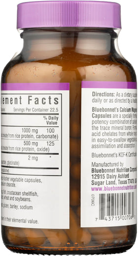 Flacon de capsules BlueBonnet Calcium Magnésium Plus Bore