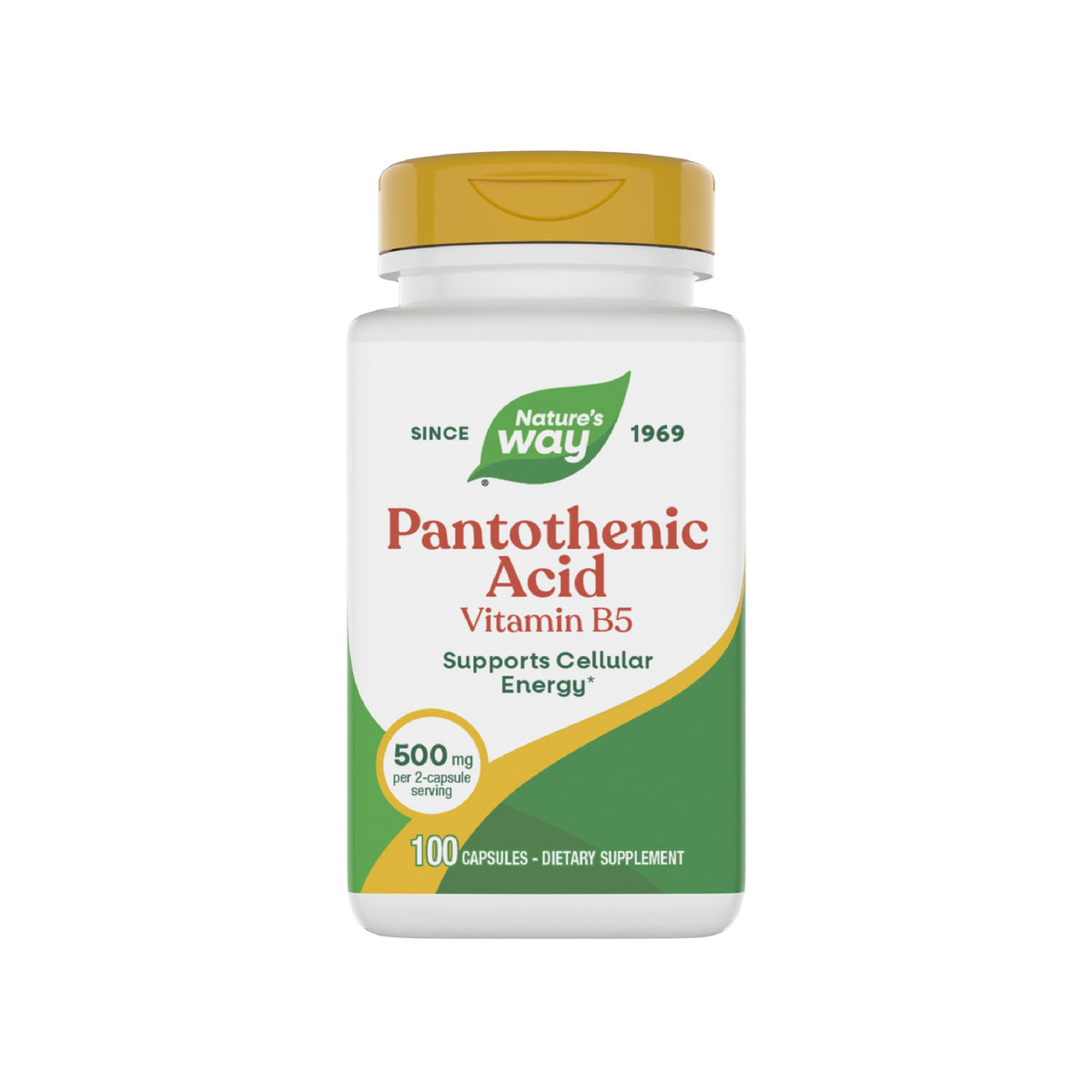 Flacon de capsules d'acide pantothénique Nature's Way 100 ct vue de face