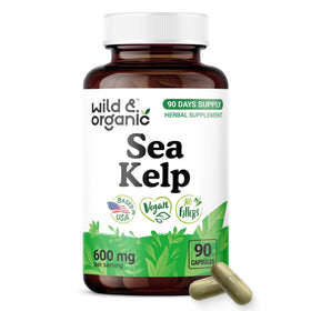 Flacon de capsules d'algue marine Wild & Organic de 600 mg, 90 comprimés