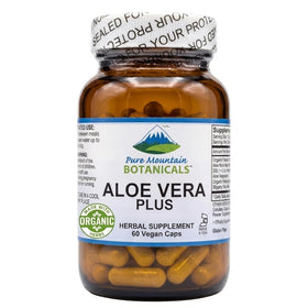 Flacon de capsules d'Aloe Vera Pure Mountain Botanicals 60 capsules
