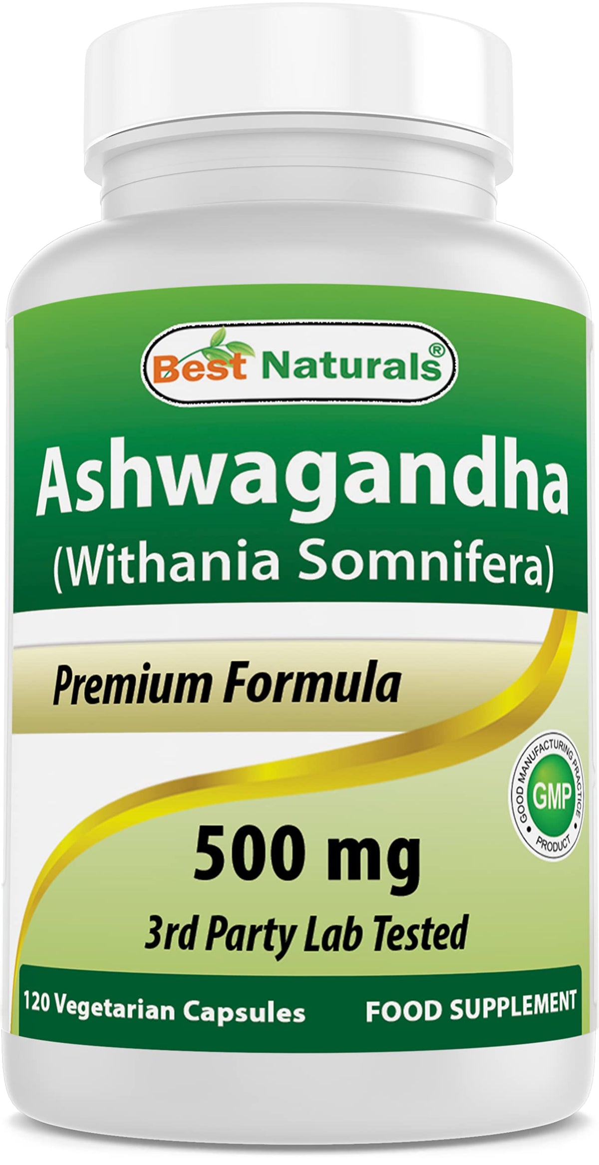 Flacon de capsules d'Ashwagandha Best Naturals 500 mg, 120 capsules