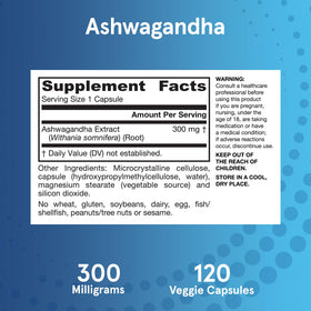 Flacon de capsules d'Ashwagandha KSM-66 Jarrow Formulas avec arrière-plan naturel