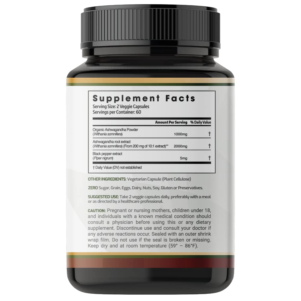Flacon de capsules d'Ashwagandha PRATIC LINE avec étiquette