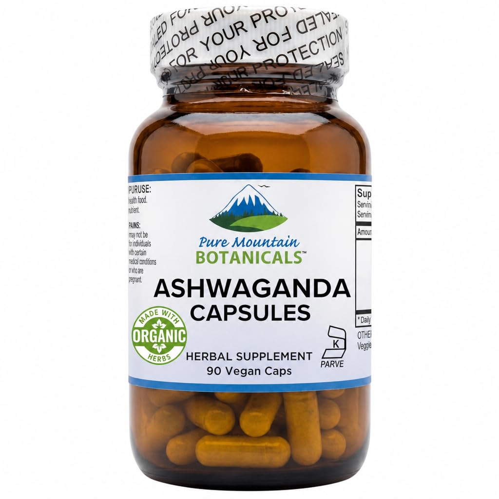 Flacon de capsules d'ashwagandha Pure Mountain Botanicals 90 Ct