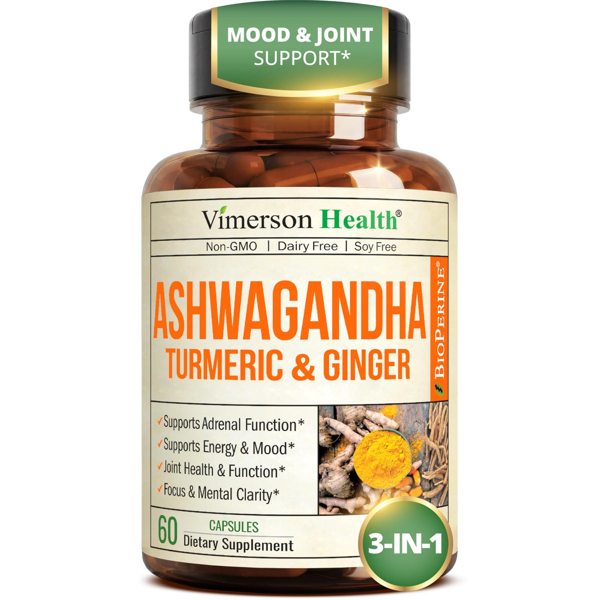 Flacon de capsules d'Ashwagandha Vimerson Health 60 unités