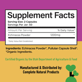 Flacon de capsules d'échinacée bio 600mg ouvert