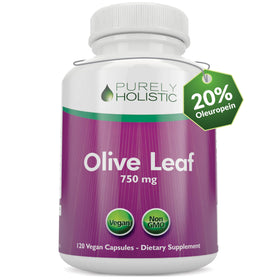 Flacon de capsules d'extrait de feuille d'olivier Purely Holistic 750mg