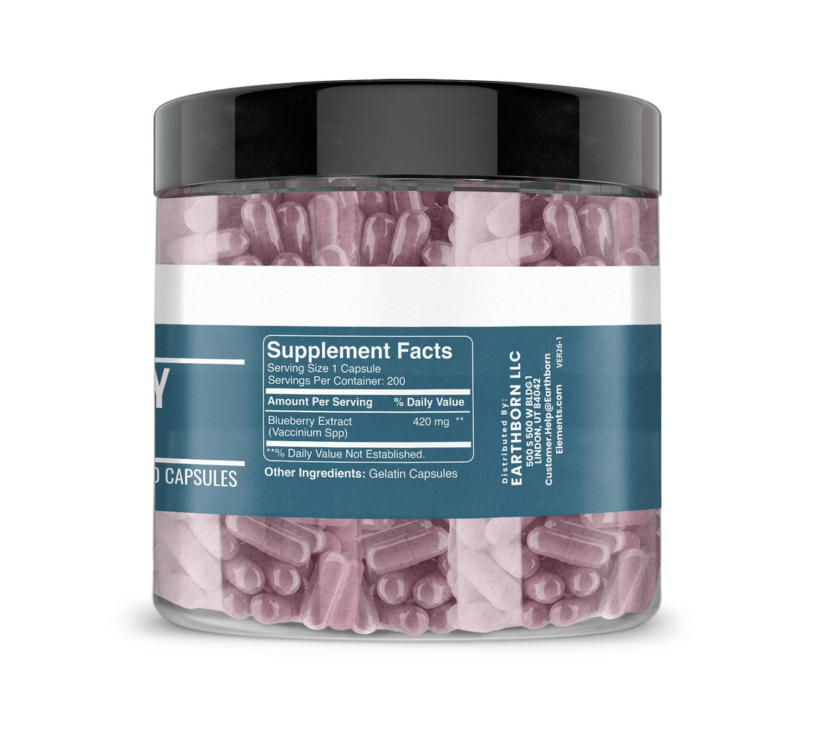 Flacon de capsules d'extrait de myrtille 10:1 Earthborn Elements