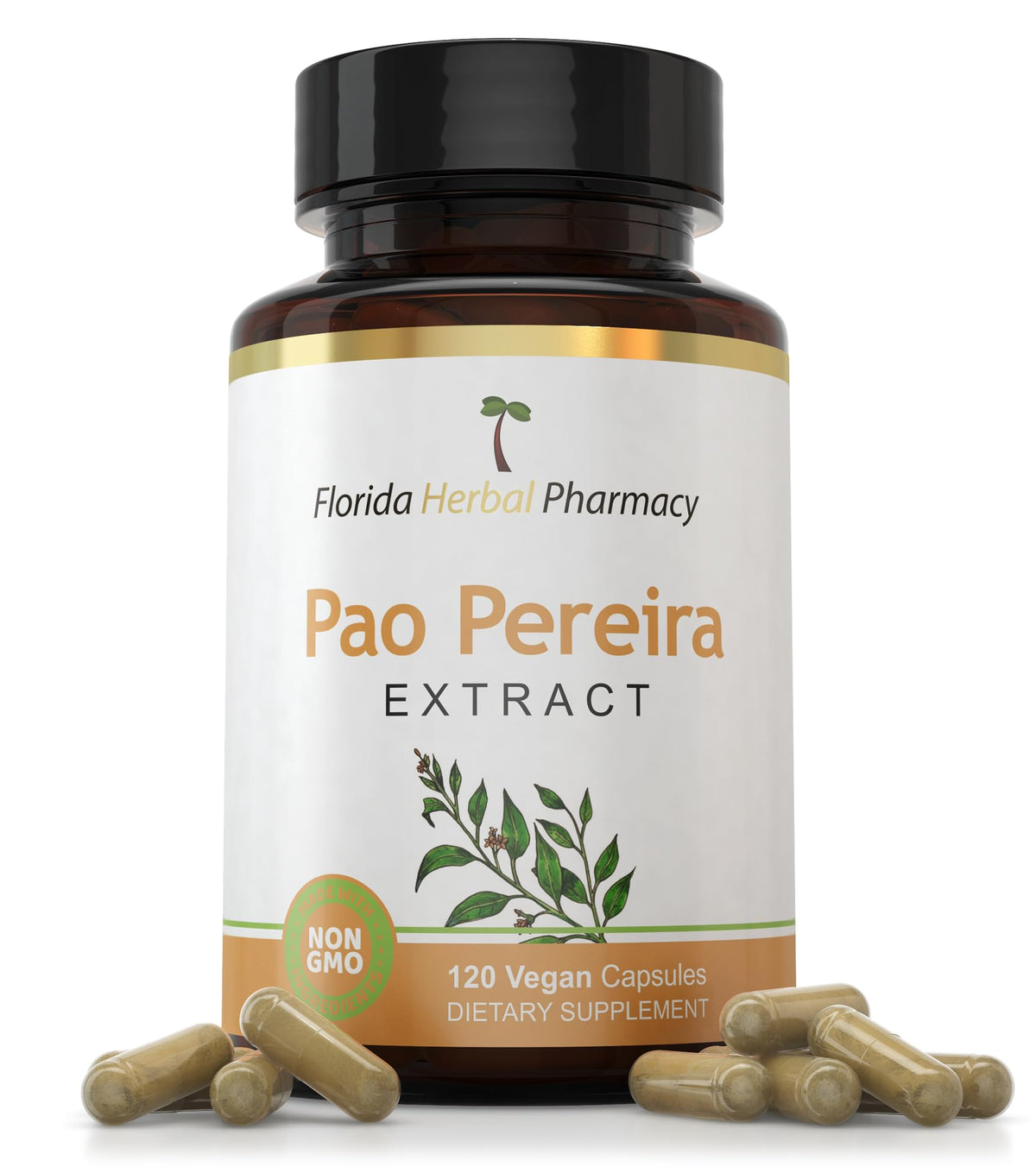 Flacon de capsules d'extrait de Pao Pereira 120 unités vue de face