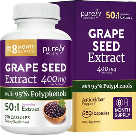 Flacon de capsules d'extrait de pépins de raisin Purely Holistic vue avant