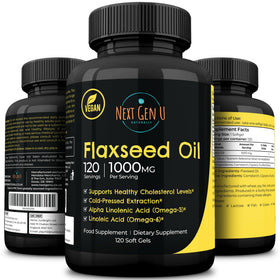 Flacon de capsules d'huile de graines de lin NGU Next Gen U 1000 mg