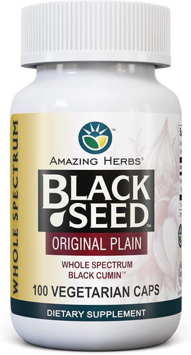 Flacon de capsules d'huile de graines noires Amazing Herbs, 100 capsules, 475mg