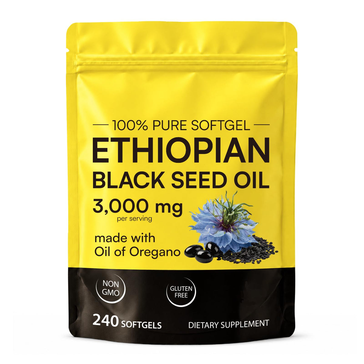 Flacon de capsules d'huile de graines noires éthiopiennes ROWKDRKB 240 gélules