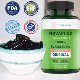 Flacon de Capsules d'Huile de Lin Nova Lucia - 100 softgels