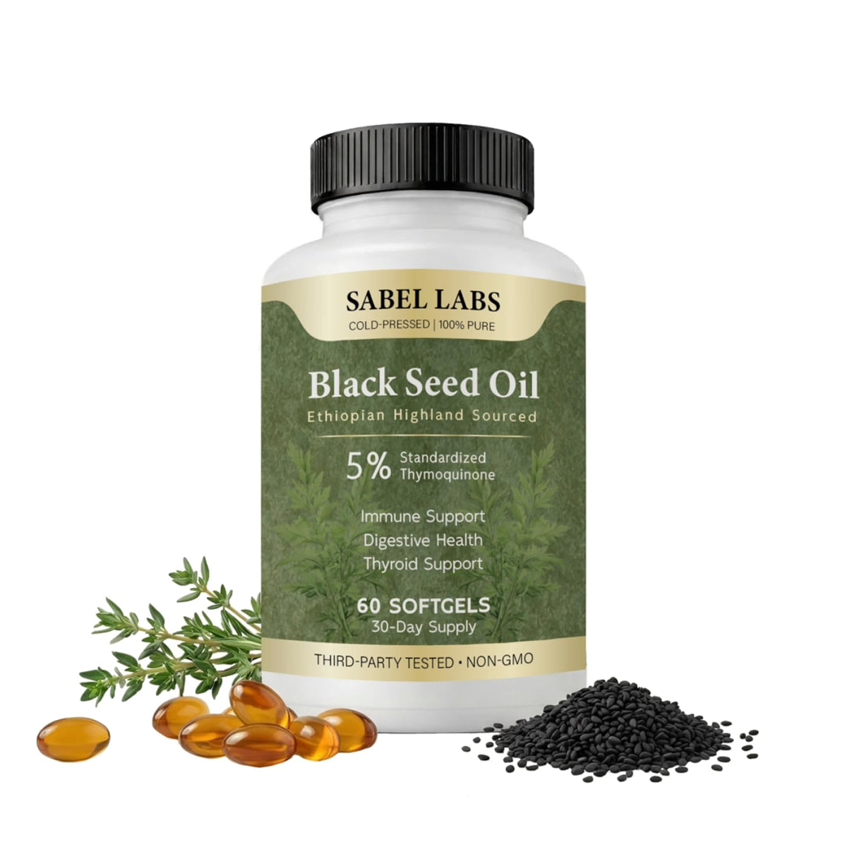 Flacon de capsules d'huile de nigelle Sabel Labs 60 unités
