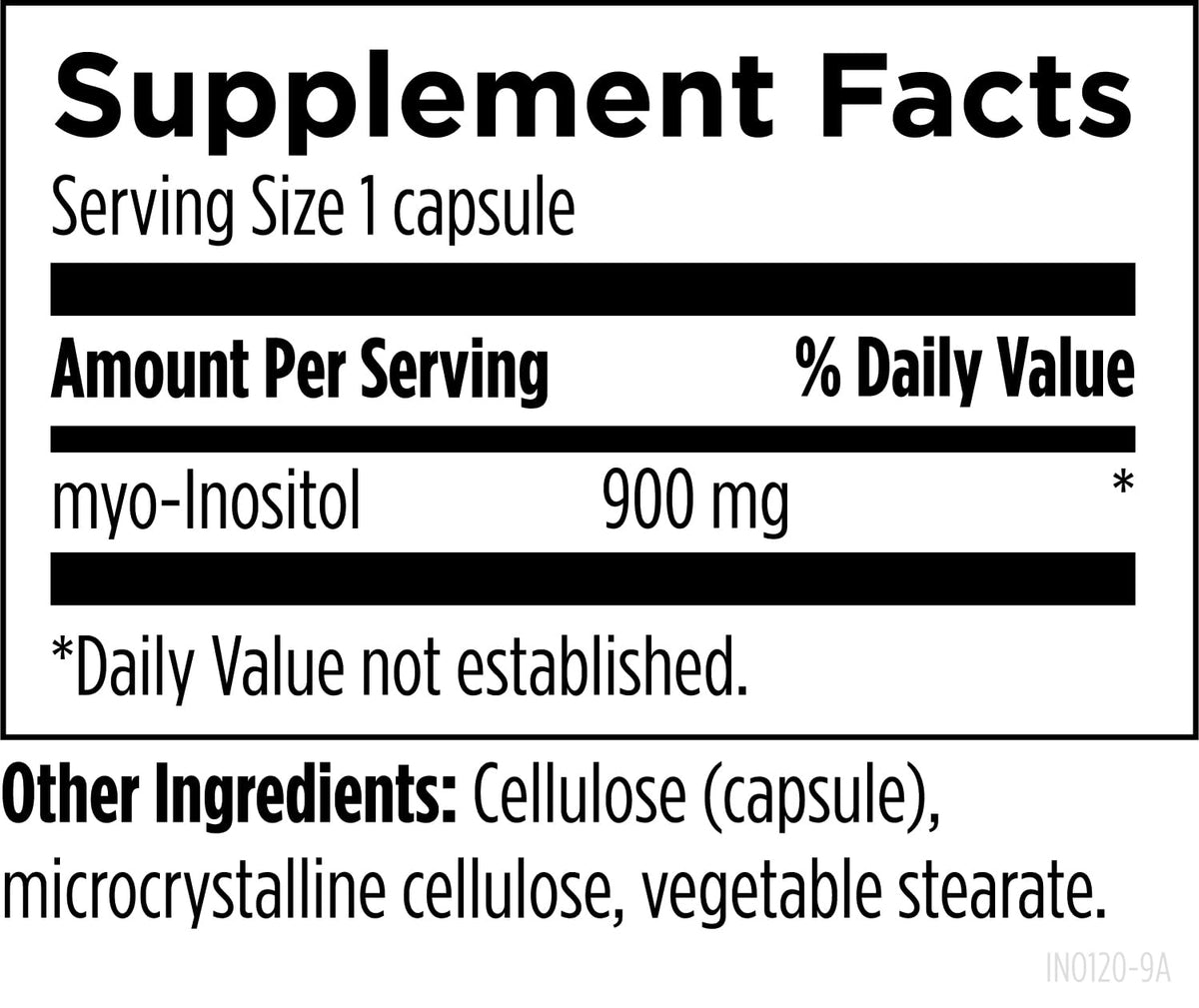 Flacon de Capsules d'Inositol Designs for Health avec étiquette