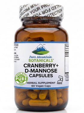 Flacon de capsules D Mannose 1000mg avec cranberry, vue de face