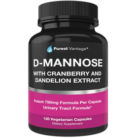Flacon de capsules D-Mannose 600mg Purest Vantage, vue de face