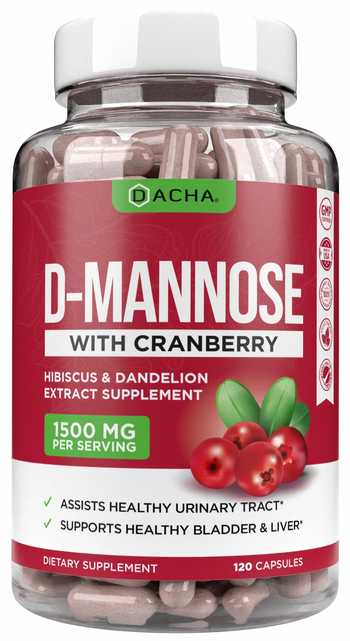 Flacon de capsules DACHA D-Mannose 4-en-1 vue de face