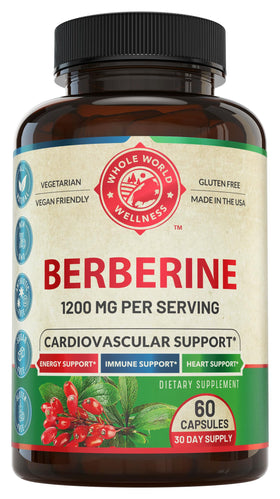 Flacon de capsules de berbérine 1200mg de WHOLE WORLD WELLNESS