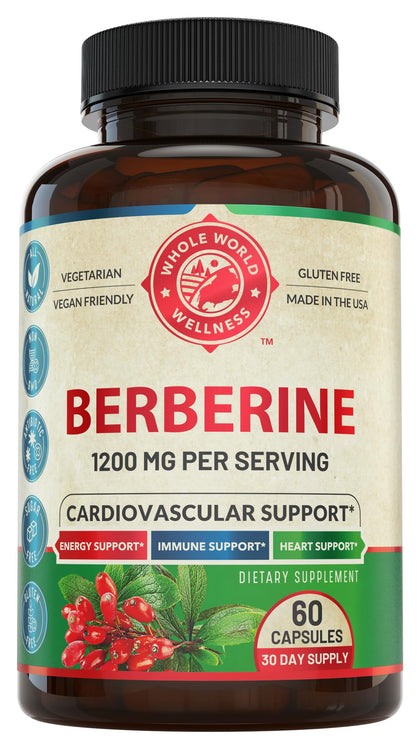 Flacon de capsules de berbérine 1200mg de WHOLE WORLD WELLNESS