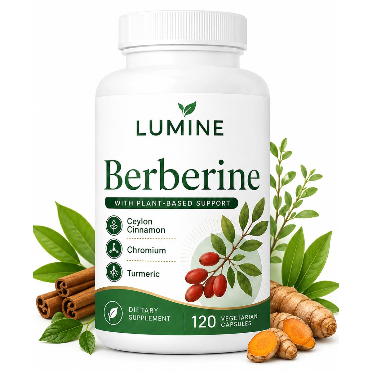 Flacon de capsules de berbérine Lumine Organics Grow Spark