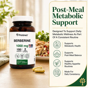 Flacon de capsules de berbérine PRISTINE'S 1000mg avec étiquette