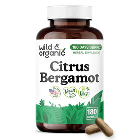 Flacon de capsules de bergamote agrumes Wild & Organic vue de face