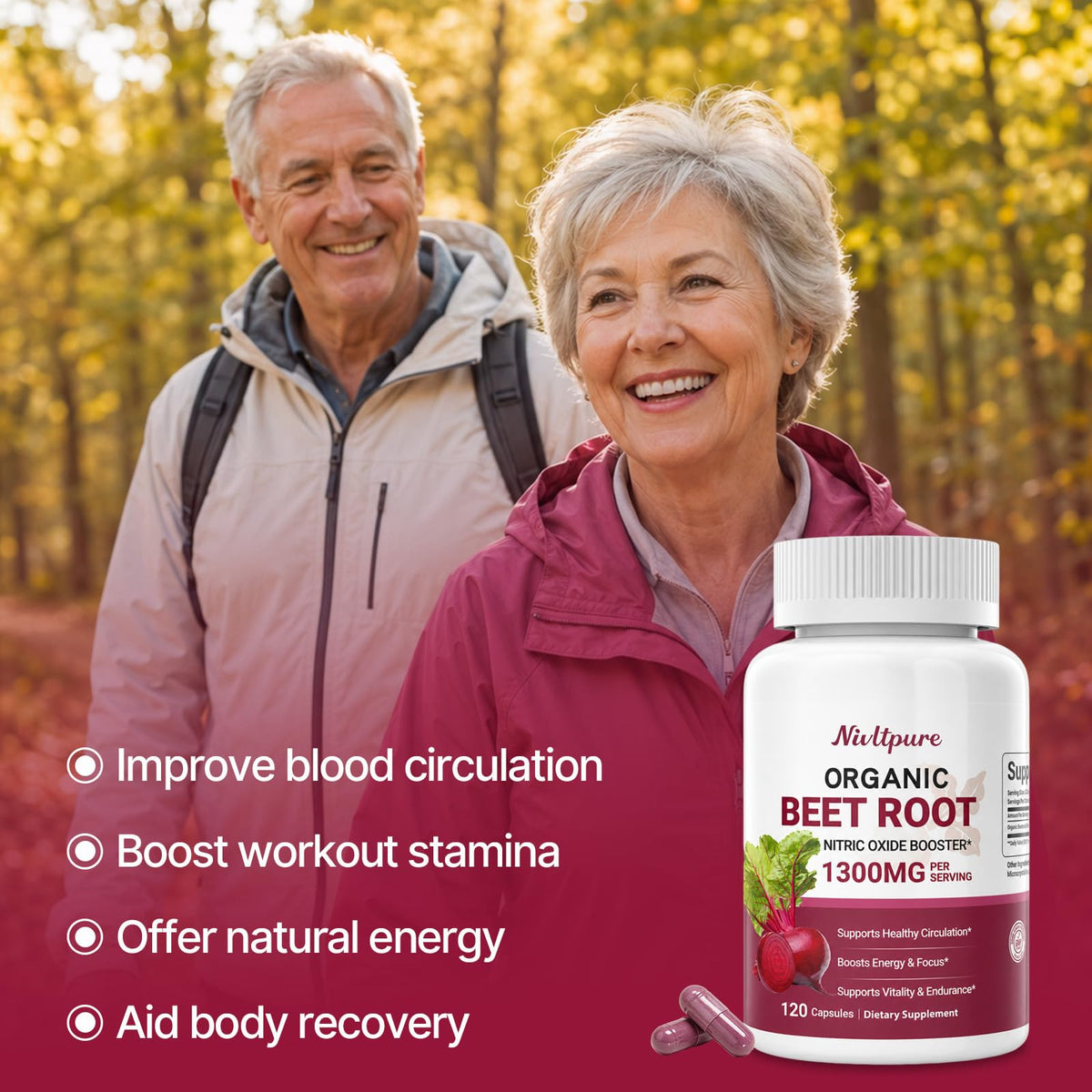 Flacon de capsules de betterave bio Nivltpure ouvert