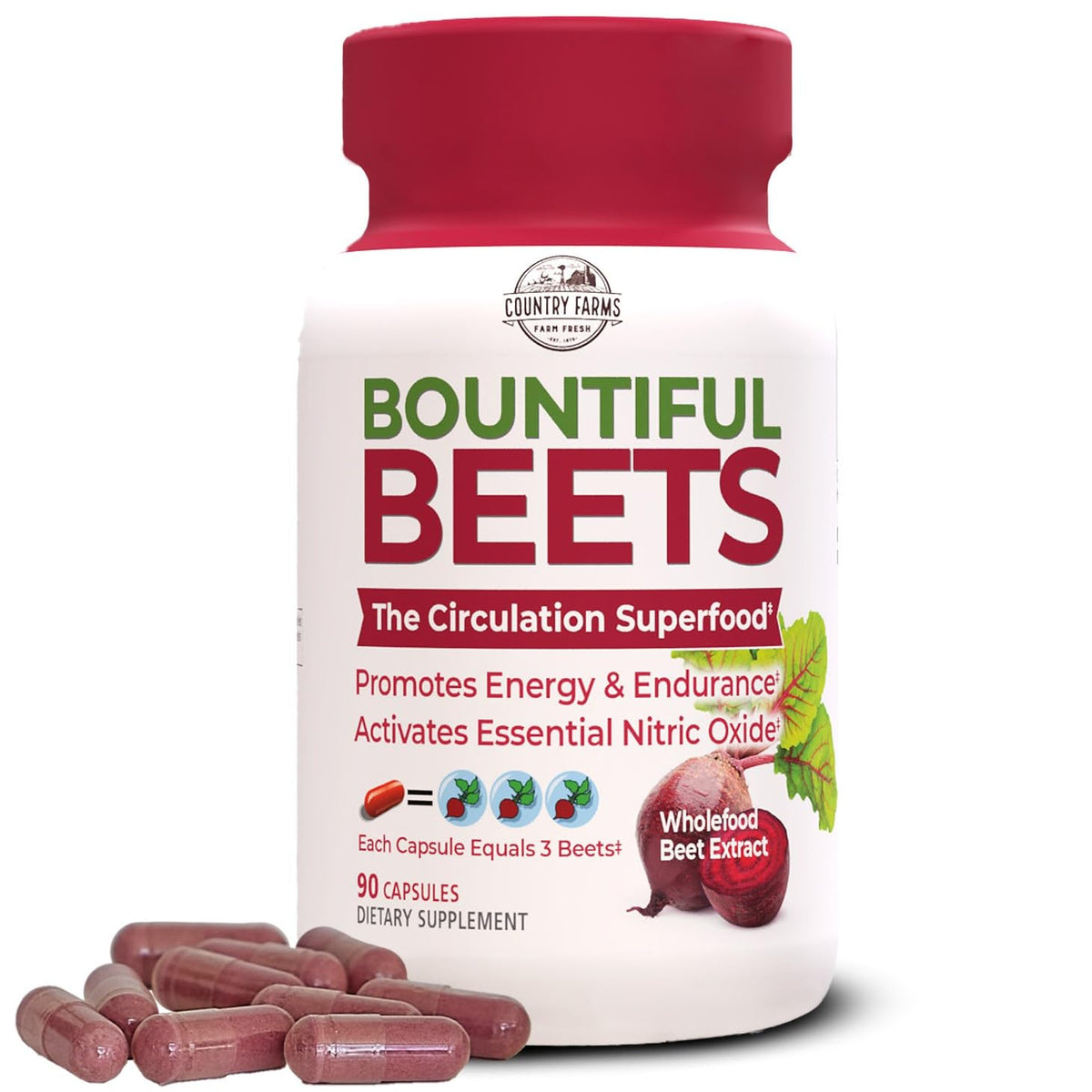 Flacon de capsules de betterave Bountiful Beets de Country Farms