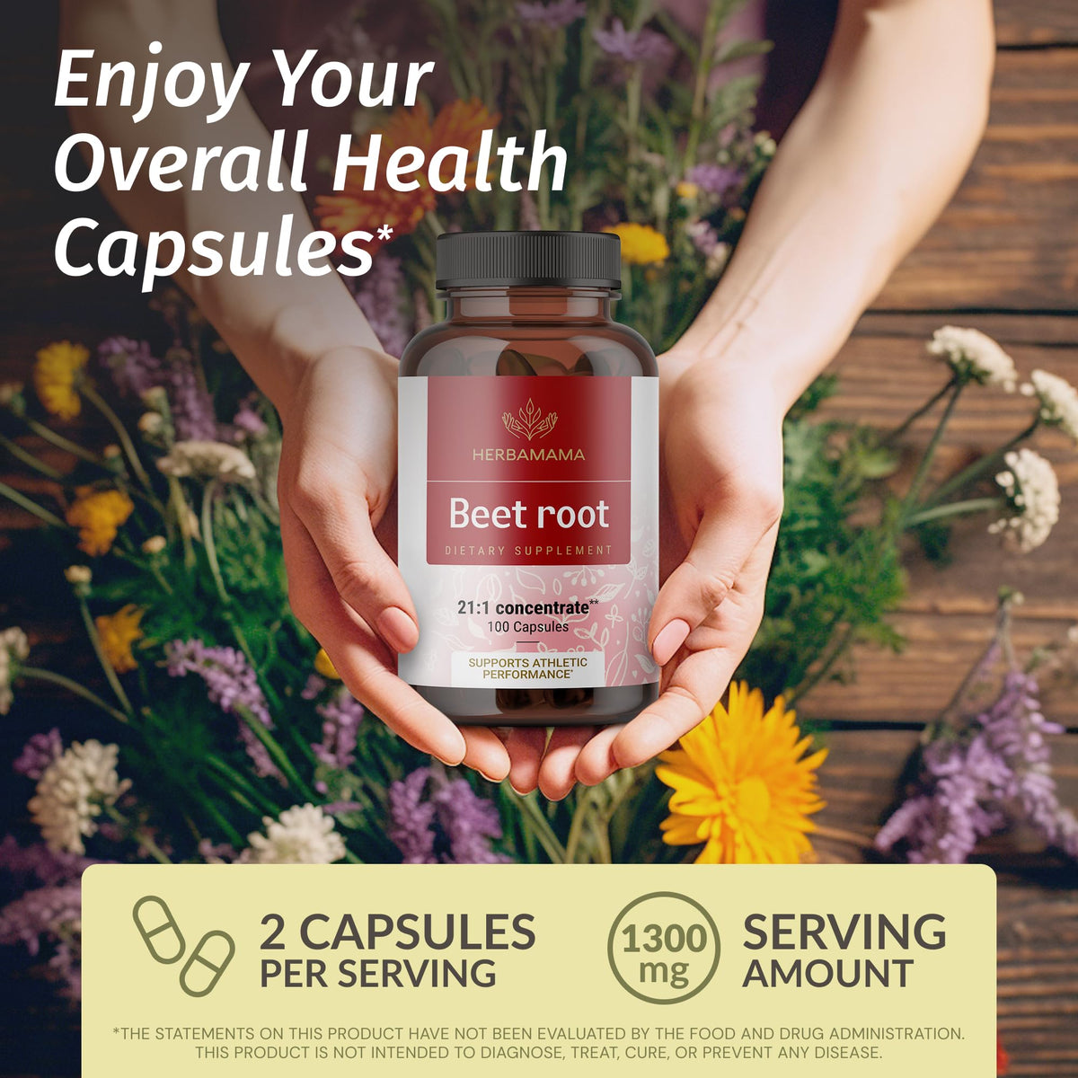 Flacon de Capsules de Betterave HERBAMAMA avec étiquette