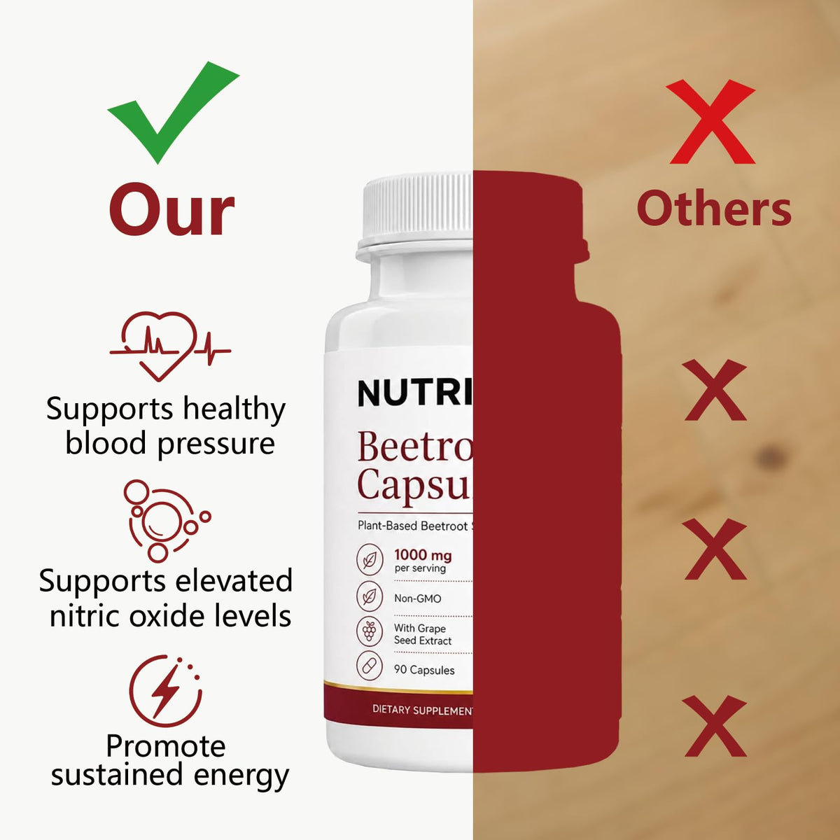 Flacon de capsules de betterave SIZRCSM avec étiquette visible